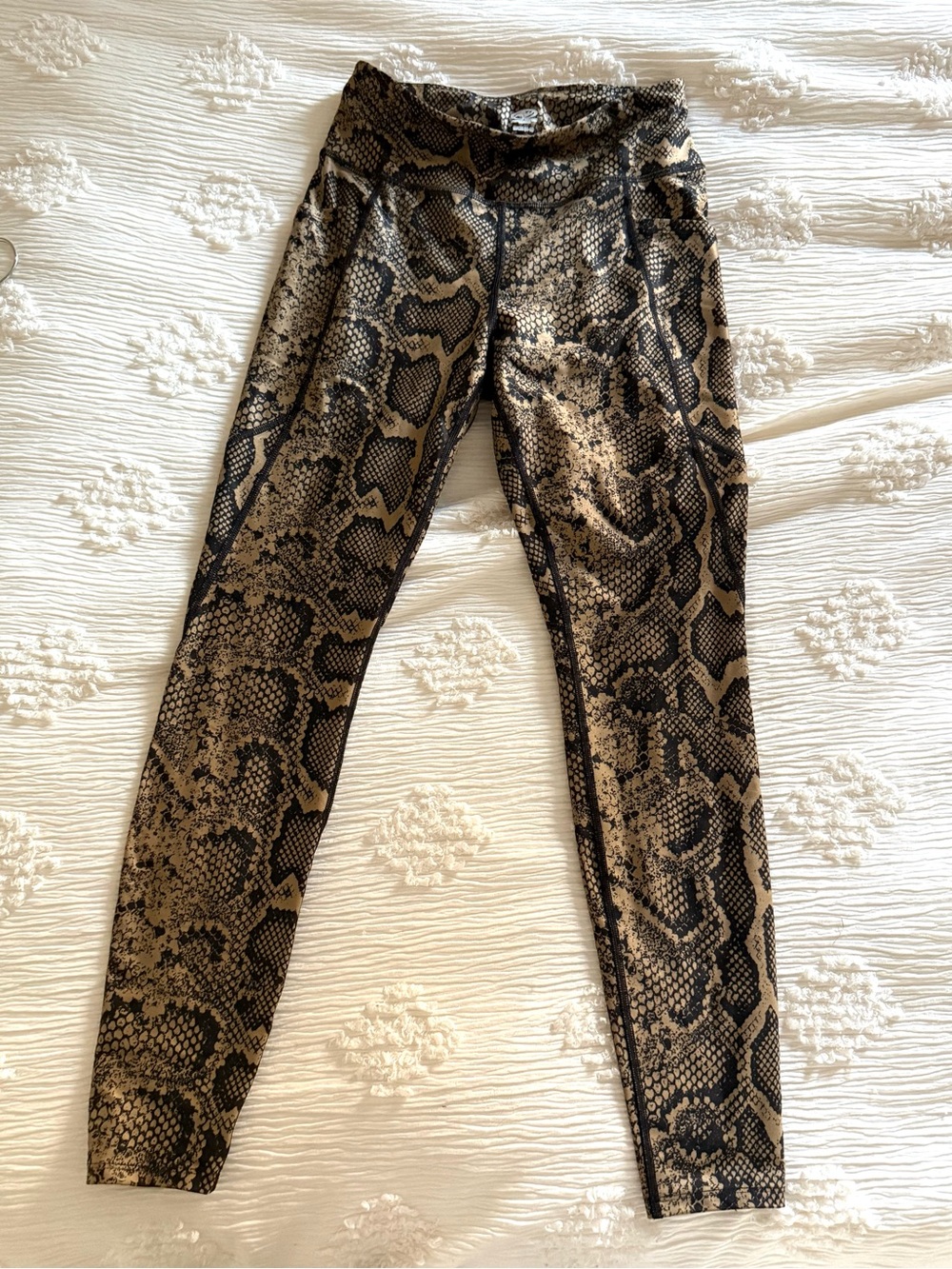 Snake Print Leggings - Neutral Black & Brown size S